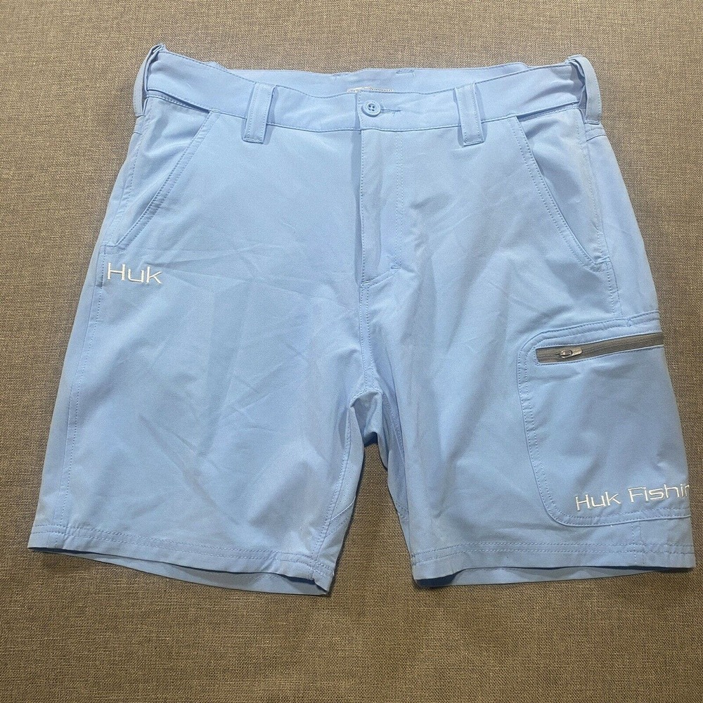 Huk Performance Fishing Shorts Mens Size Large Blue Stretch Performance PFG
